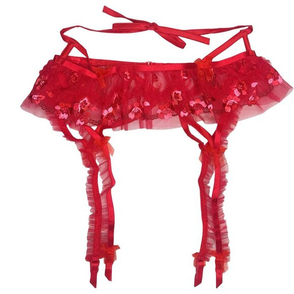For Love & Lemons Evie Garter Belt - Size Small - Red - Picture 3 of 7